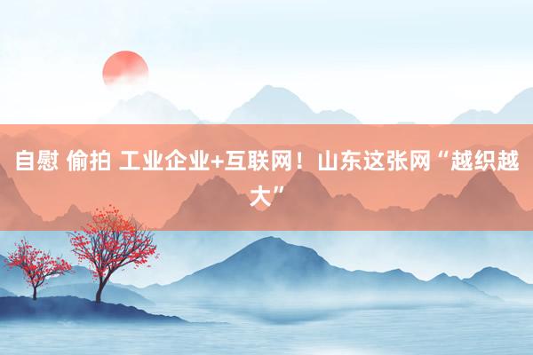 自慰 偷拍 工业企业+互联网！山东这张网“越织越大”