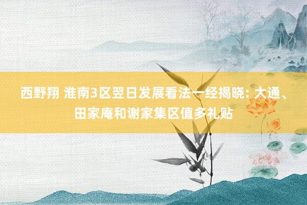 西野翔 淮南3区翌日发展看法一经揭晓: 大通、田家庵和谢家集区值多礼贴