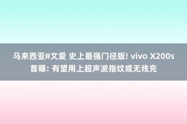 马来西亚#文爱 史上最强门径版! vivo X200s首曝: 有望用上超声波指纹或无线充