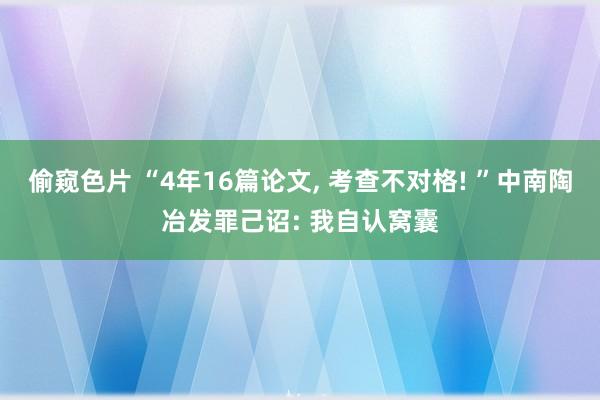 偷窥色片 “4年16篇论文, 考查不对格! ”中南陶冶发罪己诏: 我自认窝囊